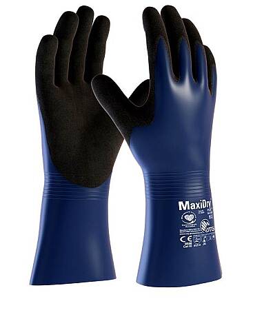 Chemické rukavice ATG MaxiDry Plus, dlaň máčená v nitrilové pěně